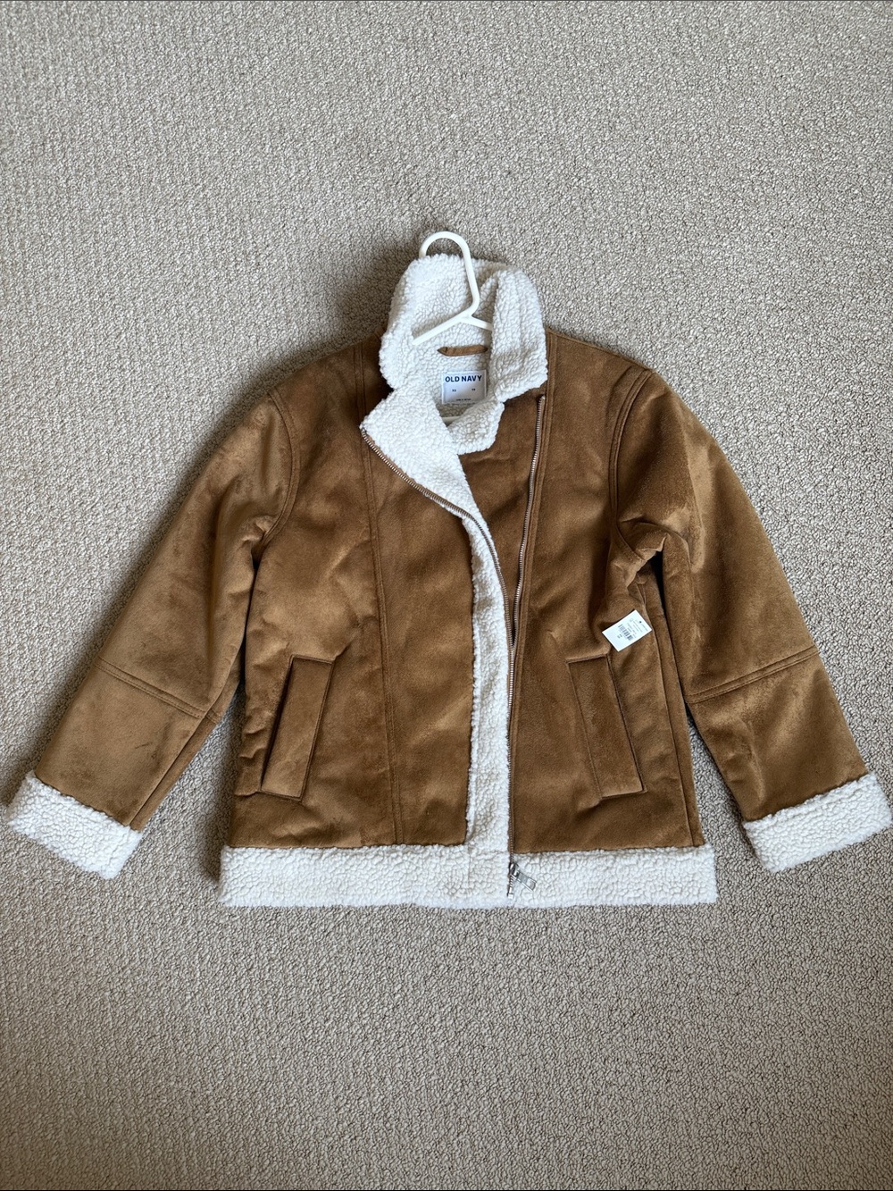 Old Navy Kids' Tan Jacket with White Sherpa Trim